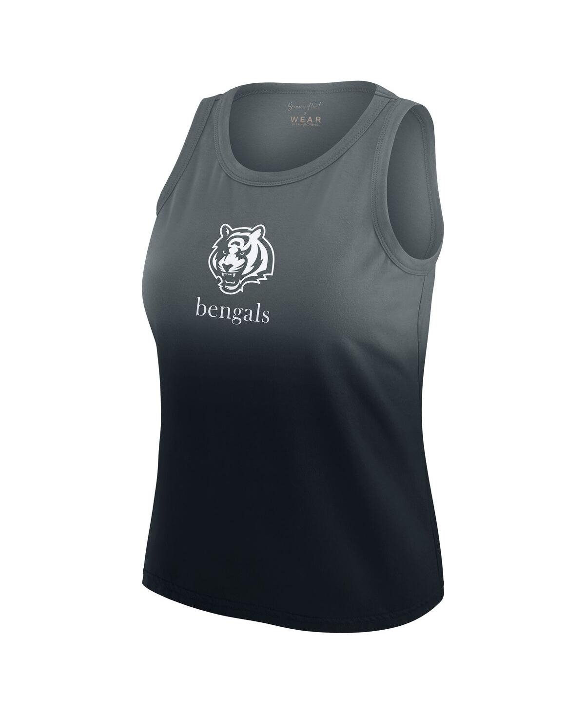 Wear By Erin Andrews X Gracie Women's Black Cincinnati Bengals Ombre Tank Top In Gray