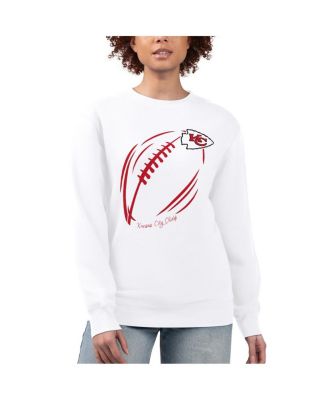 G-III 4Her by Carl Banks - Women's White Kansas City Chiefs Football Logo Graphic Fleece Tri-Blend Pullover Sweatshirt