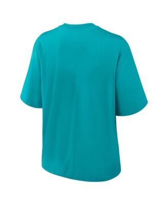 Women's Aqua Miami Dolphins Essential Script Relaxed Boxy T-Shirt