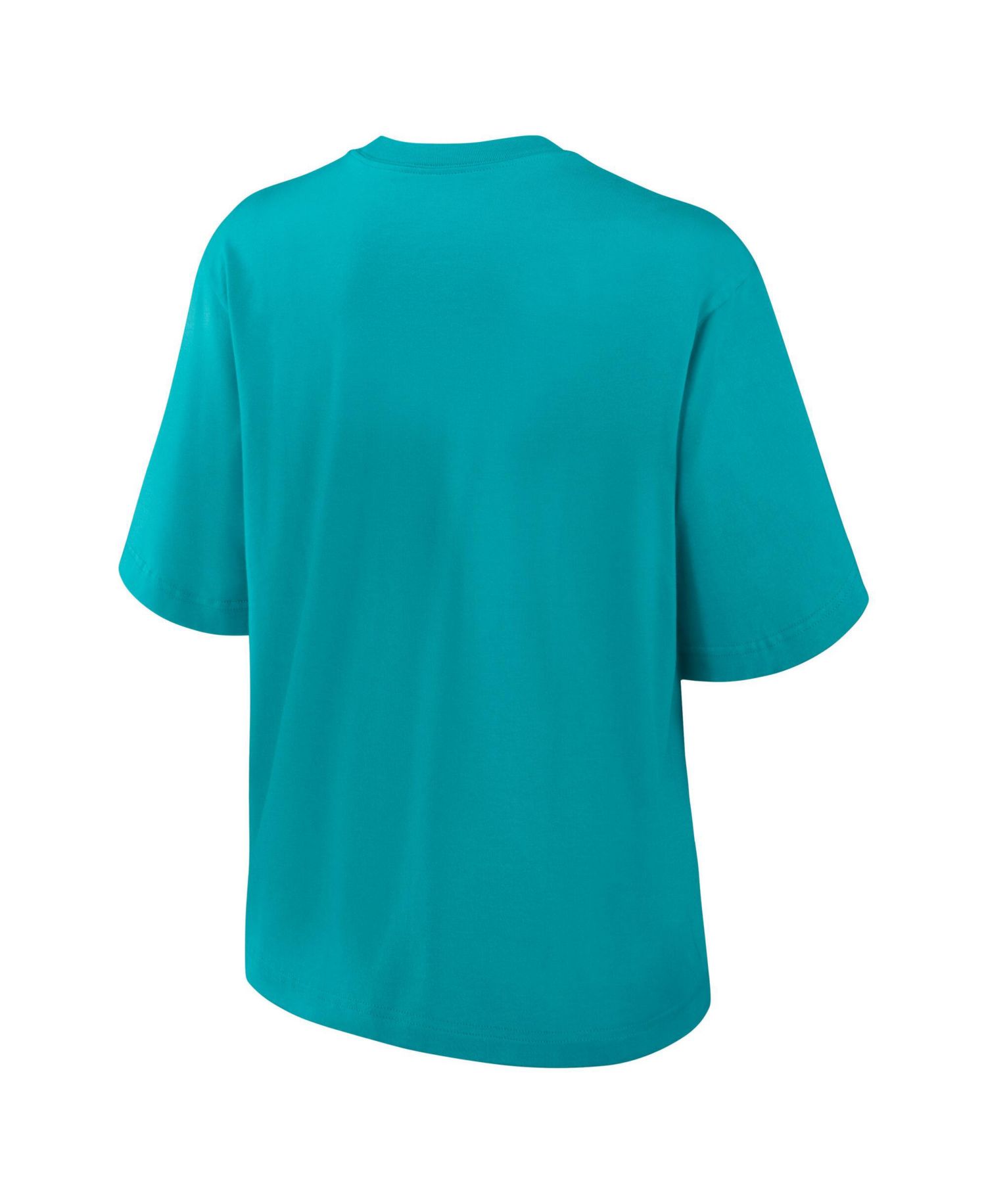 Women's Aqua Miami Dolphins Essential Script Relaxed Boxy T-Shirt