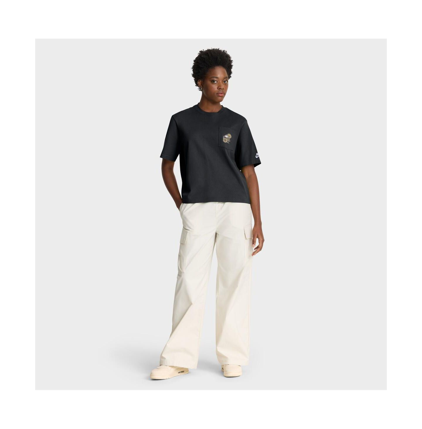 Женская футболка Nike Black New Orleans Saints Rewind Pocket Boxy — фото 3
