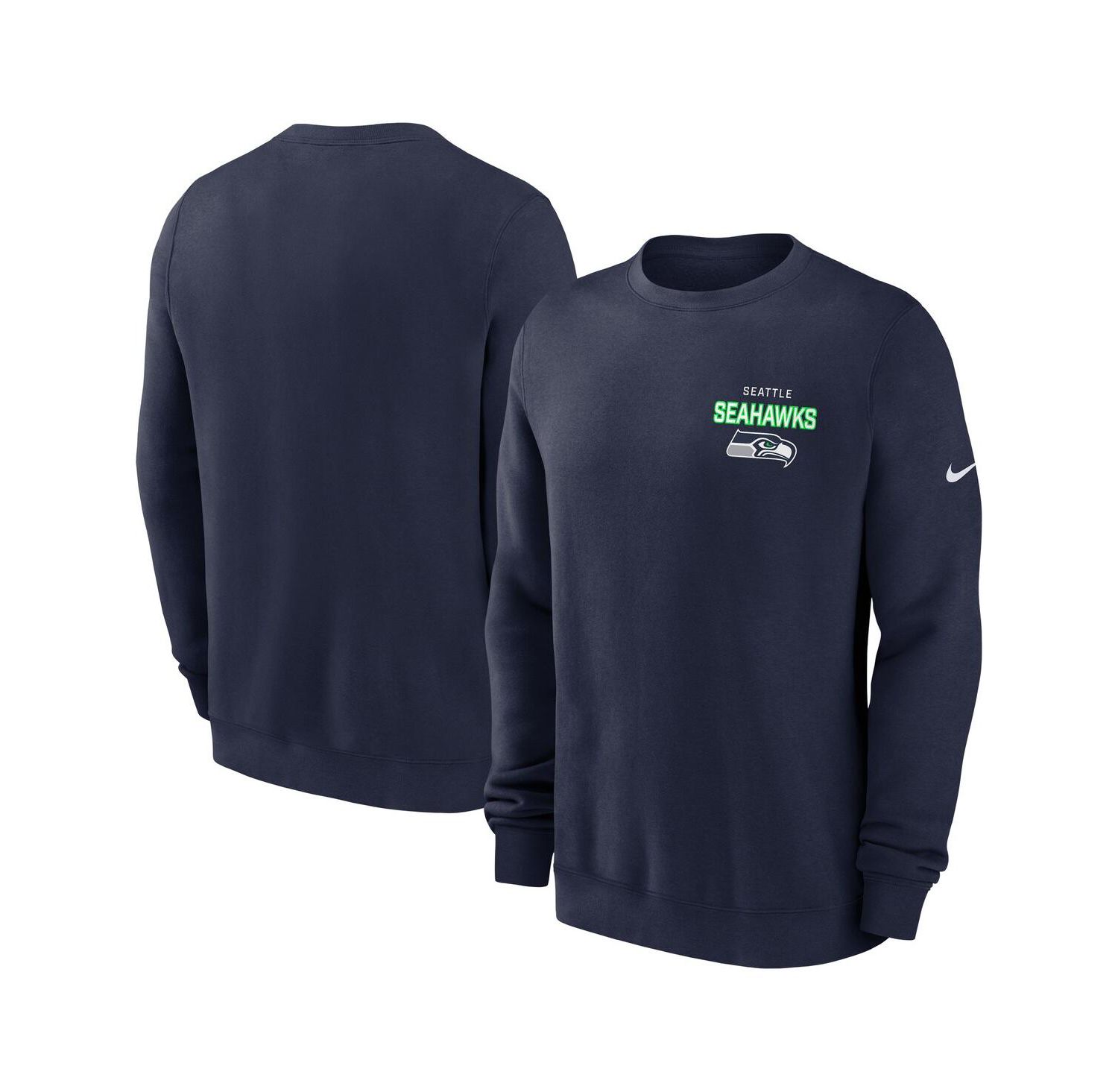Men's College Navy Seattle Seahawks Primetime Club Fleece Pullover Sweatshirt