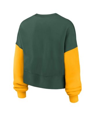 Women's Green Green Bay Packers Oversized Color Block Pullover Sweatshirt