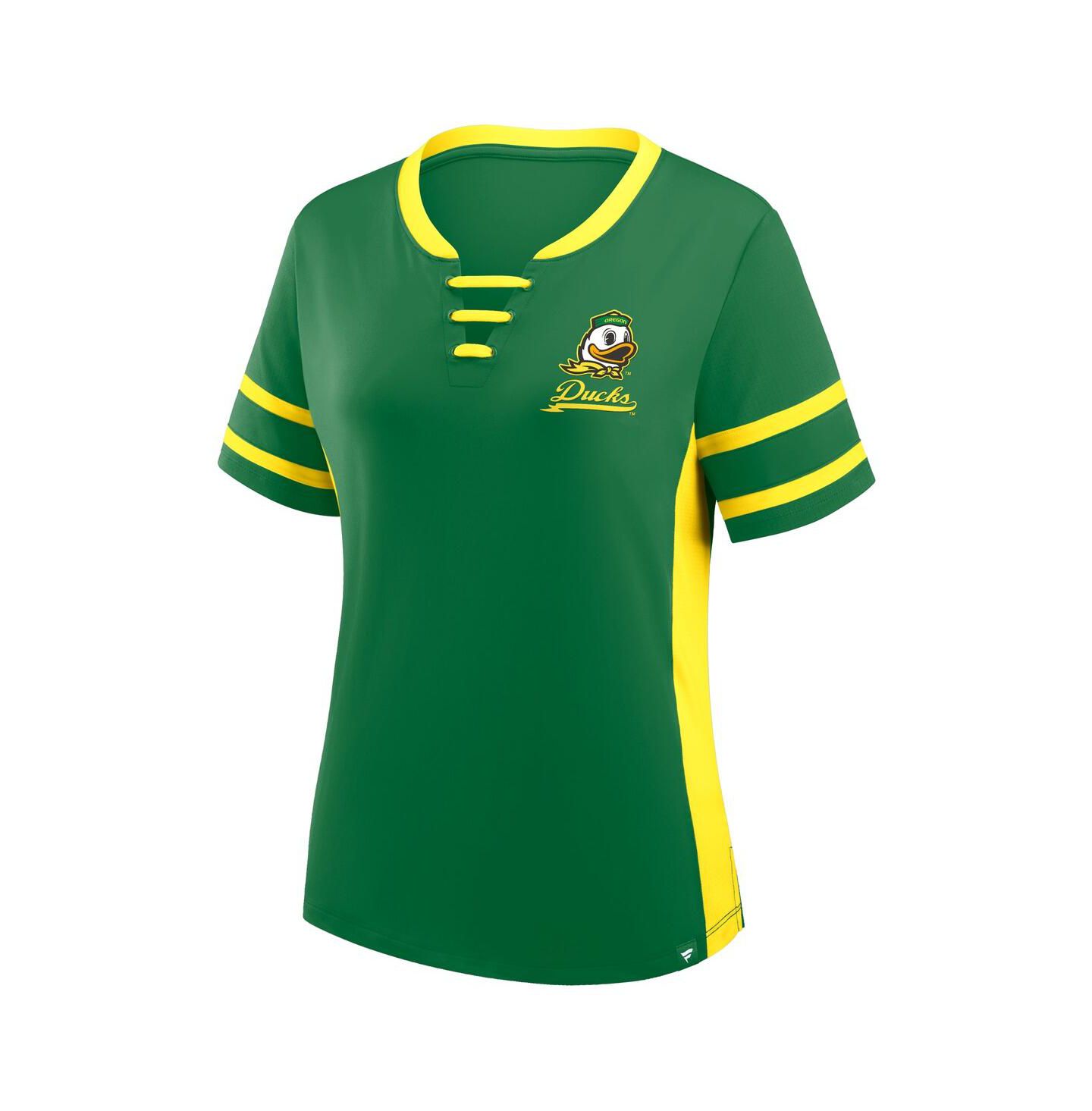 Женская футболка Fanatics Green/Yellow Oregon Ducks Be Fearless Athena Lace-Up — фото 2