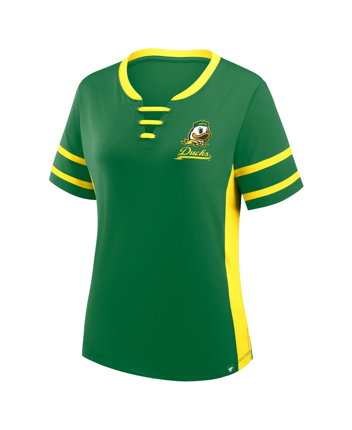 Fanatics Women's Green/Yellow Oregon Ducks Be Fearless Athena Lace-Up T-Shirt