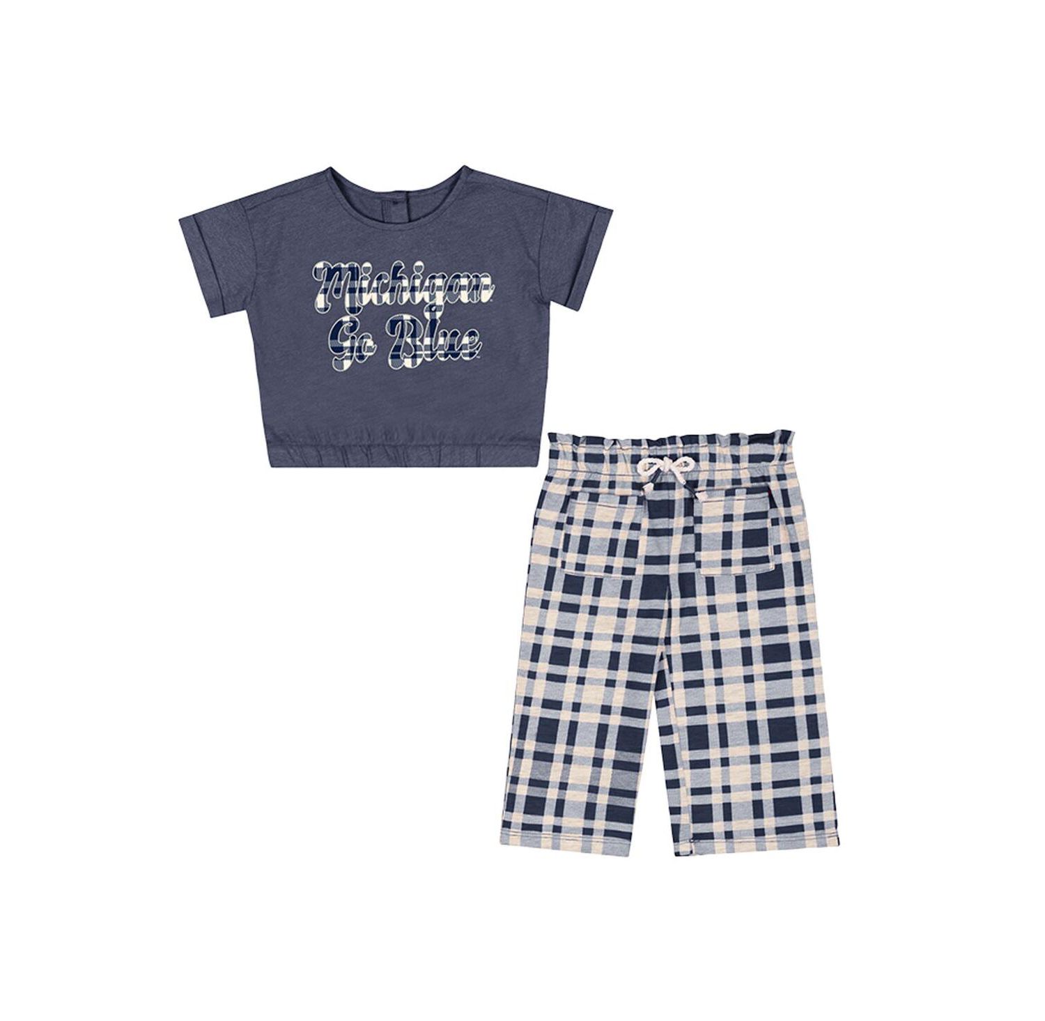 Baby Boys and Girls 2-Piece Navy Michigan Wolverines Sky Castle T-Shirt and Pants Set