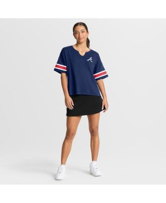 Women's Navy Atlanta Braves Curl Route T-Shirt