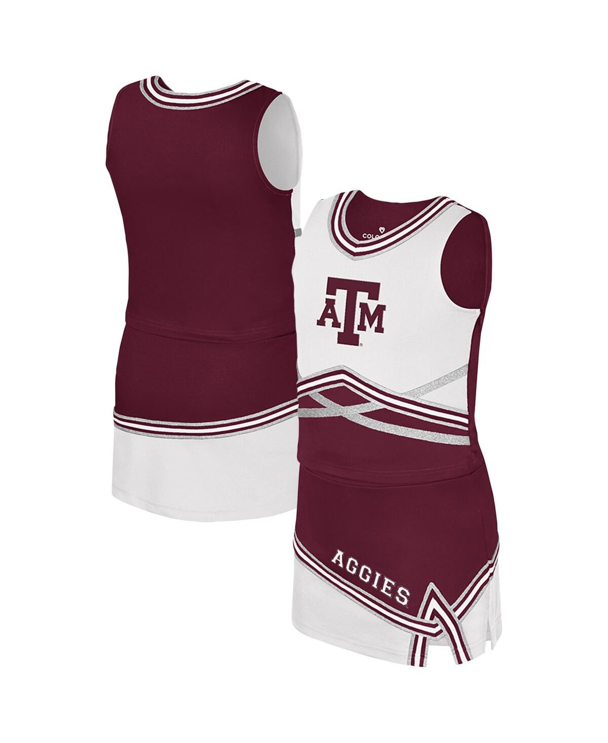 Colosseum Big Girls 2-piece Maroon Texas A&m Aggies Lollipop Park Cheer Set In White
