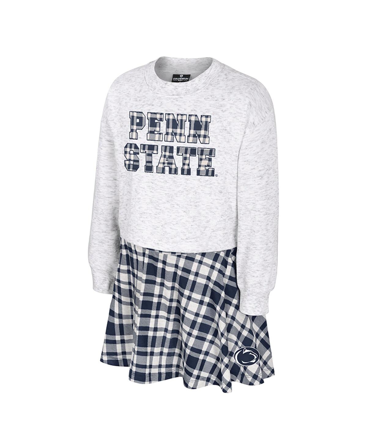 Colosseum Big Girls 2-piece Gray Penn State Nittany Lions Marceline Plaid Skirt And Top Set In Gray
