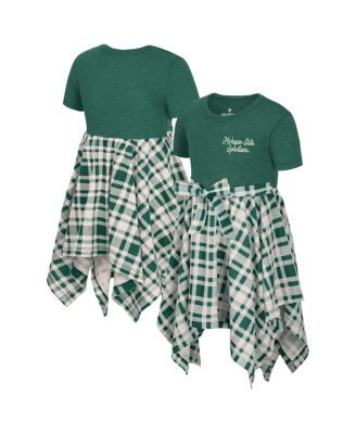 Colosseum - Girls Toddler Green Michigan State Spartans Marceline Plaid Dress