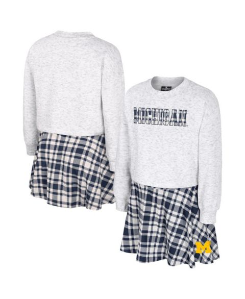 Colosseum Big Girls 2-Piece Gray Michigan Wolverines Marceline Plaid Skirt and Top Set
