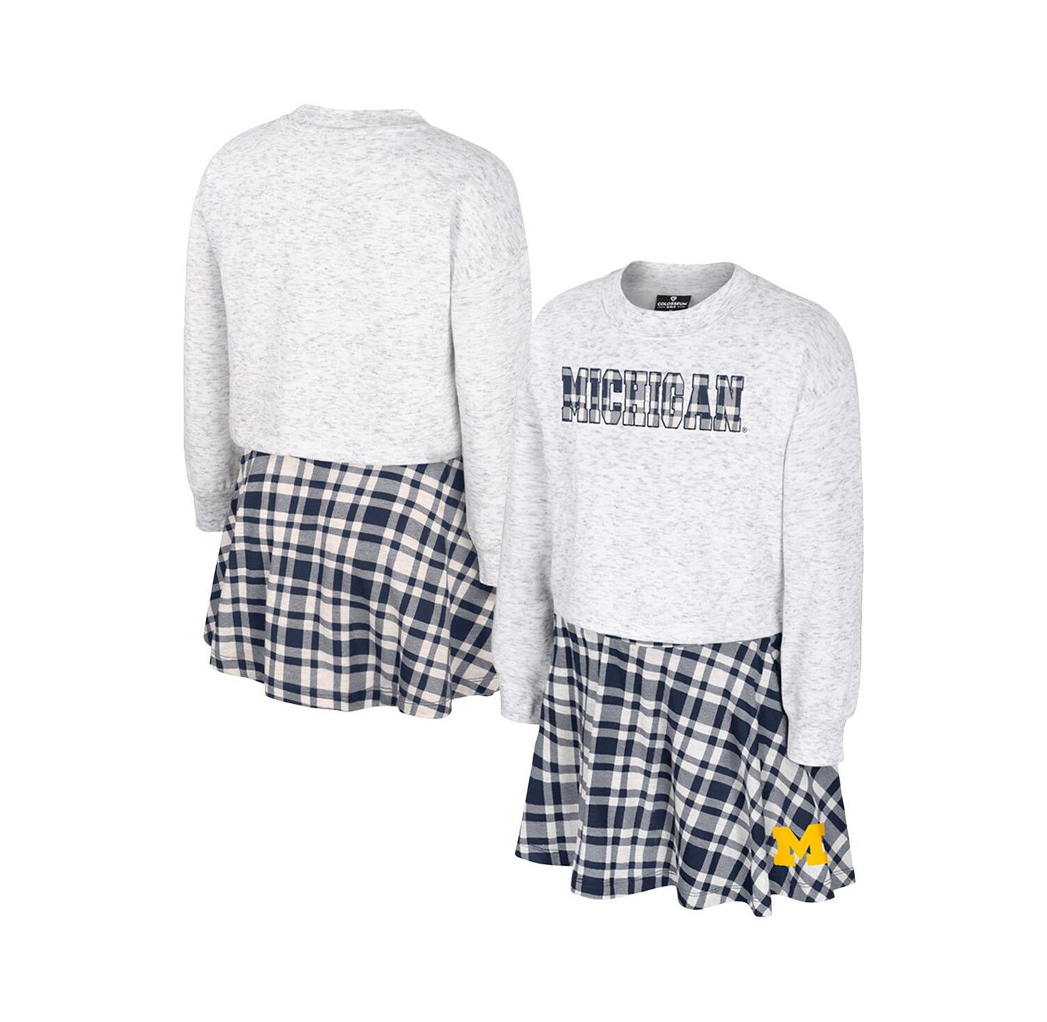 Big Girls 2-Piece Gray Michigan Wolverines Marceline Plaid Skirt and Top Set