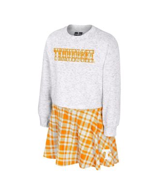 Big Girls 2-Piece Gray Tennessee Volunteers Marceline Plaid Skirt and Top Set