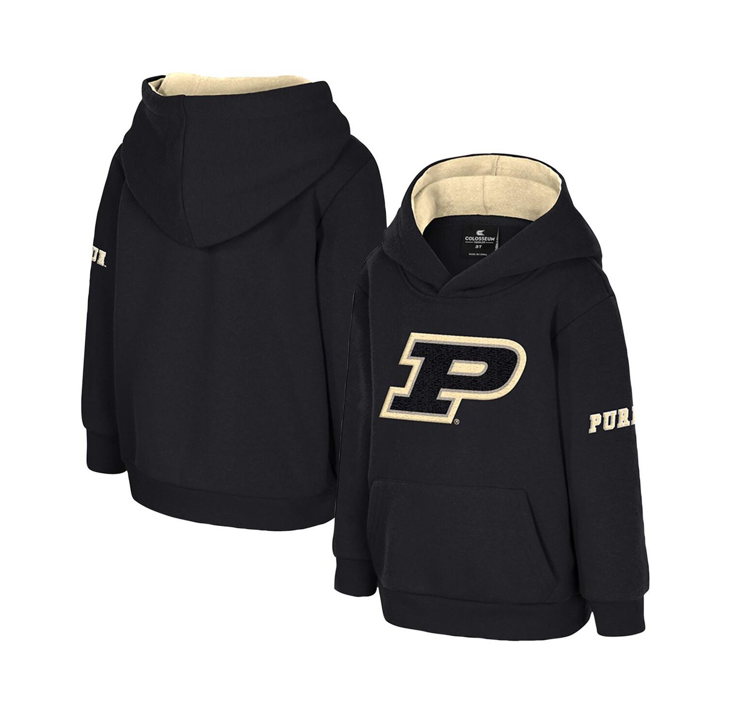 Toddler Black Purdue Boilermakers Big Logo Volume Fleece Pullover Hoodie