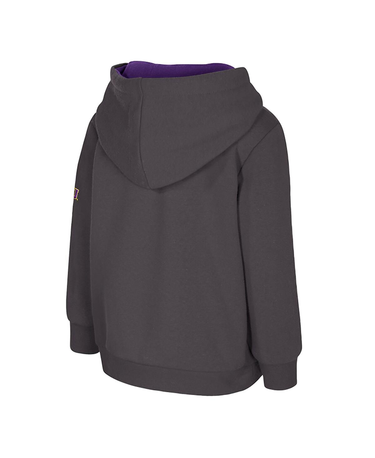 Colosseum Toddler Charcoal Lsu Tigers Big Logo Volume Fleece Pullover Hoodie In Brown
