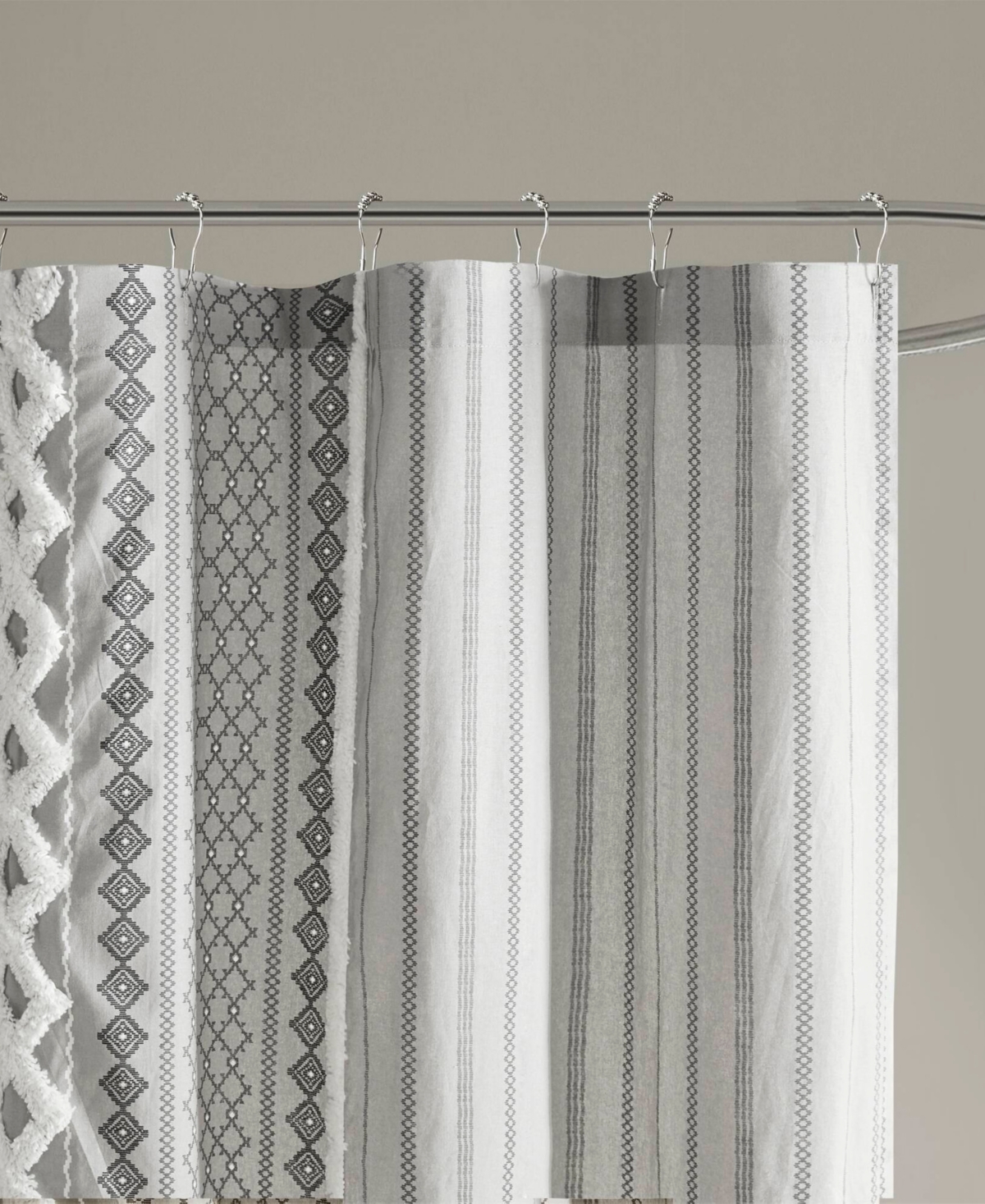 Ink+Ivy Imani Stripe Cotton Chenille Shower Curtain, 72" x
