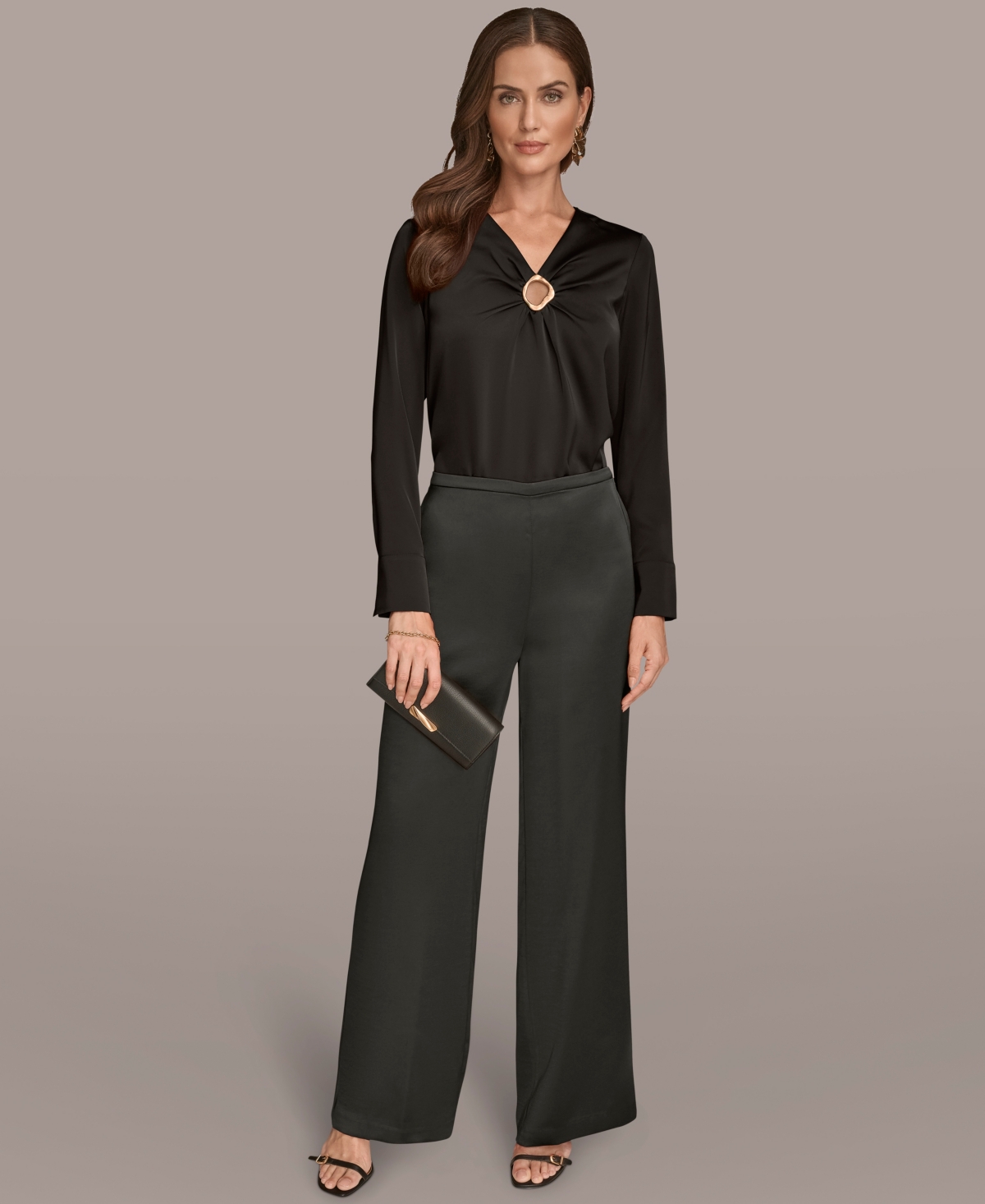 Donna Karan Women's Wide Leg Pants In Black