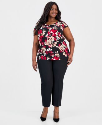 Plus Size Cowl-Neck Cap-Sleeve Top