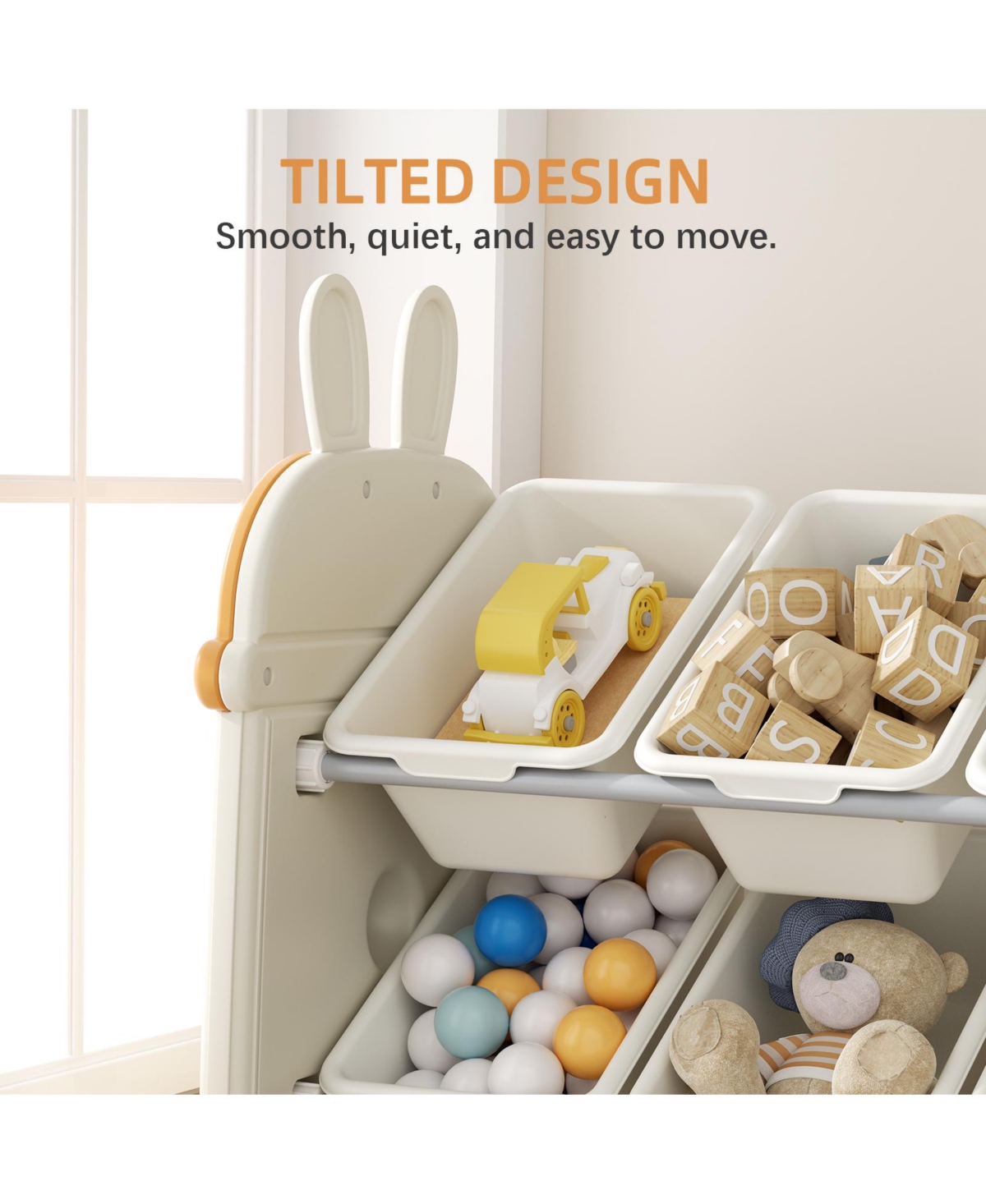 2-in-1 Kids Bookshelf & Bpa-Free Toy Organizer with Removable Bins and Wheels