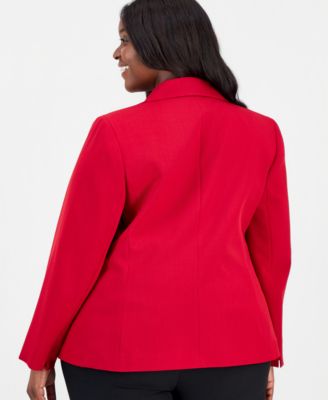 Plus Size Stretch Crepe Two-Button Blazer