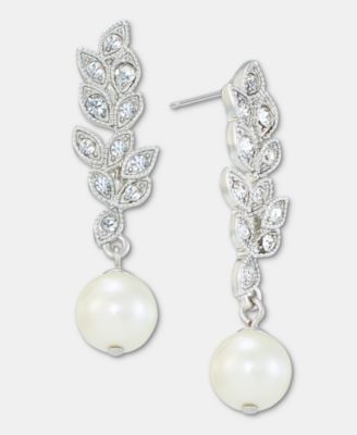 Charter Club - Crystal & Imitation Pearl Linear Drop Earrings