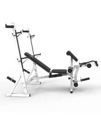 Olympic Weight Bench, Home Gym Exercise Equipment Workout Machine, White