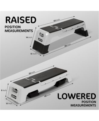 Adjustable Stepper, Fitness Aerobic Deck w/Storage Compartment, Silver