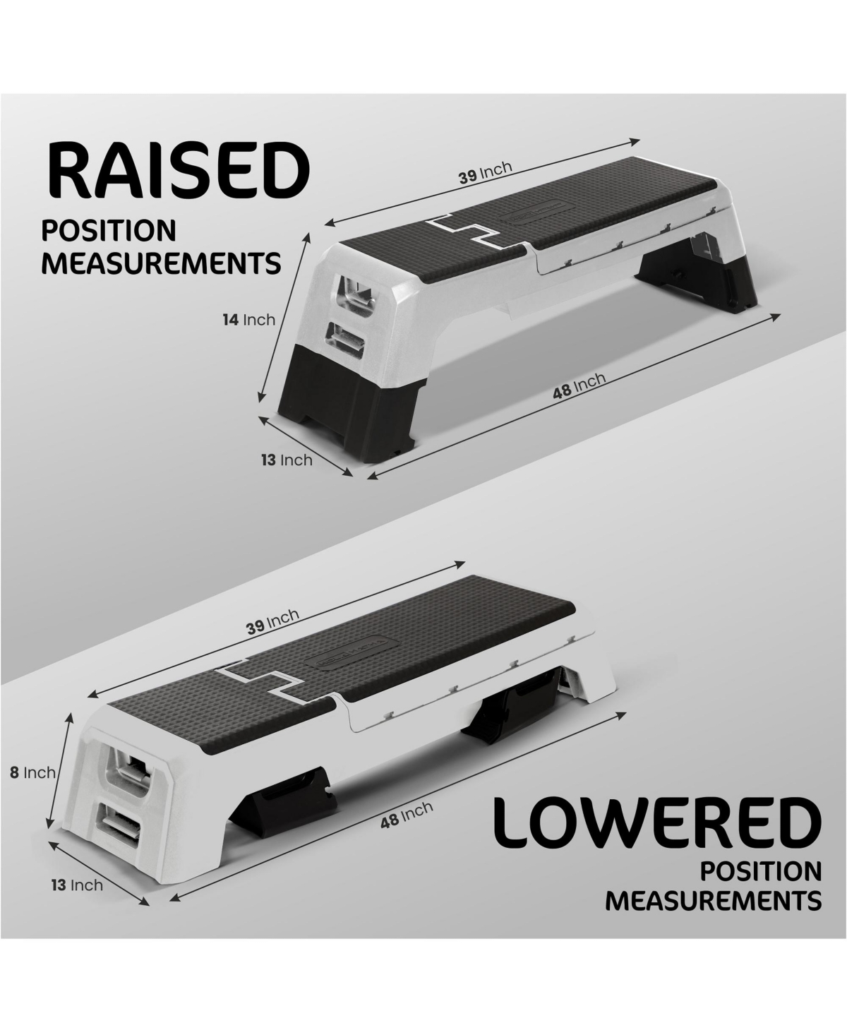 HolaHatha Adjustable Stepper, Fitness Aerobic Deck w/Storage Compartment, Silver
