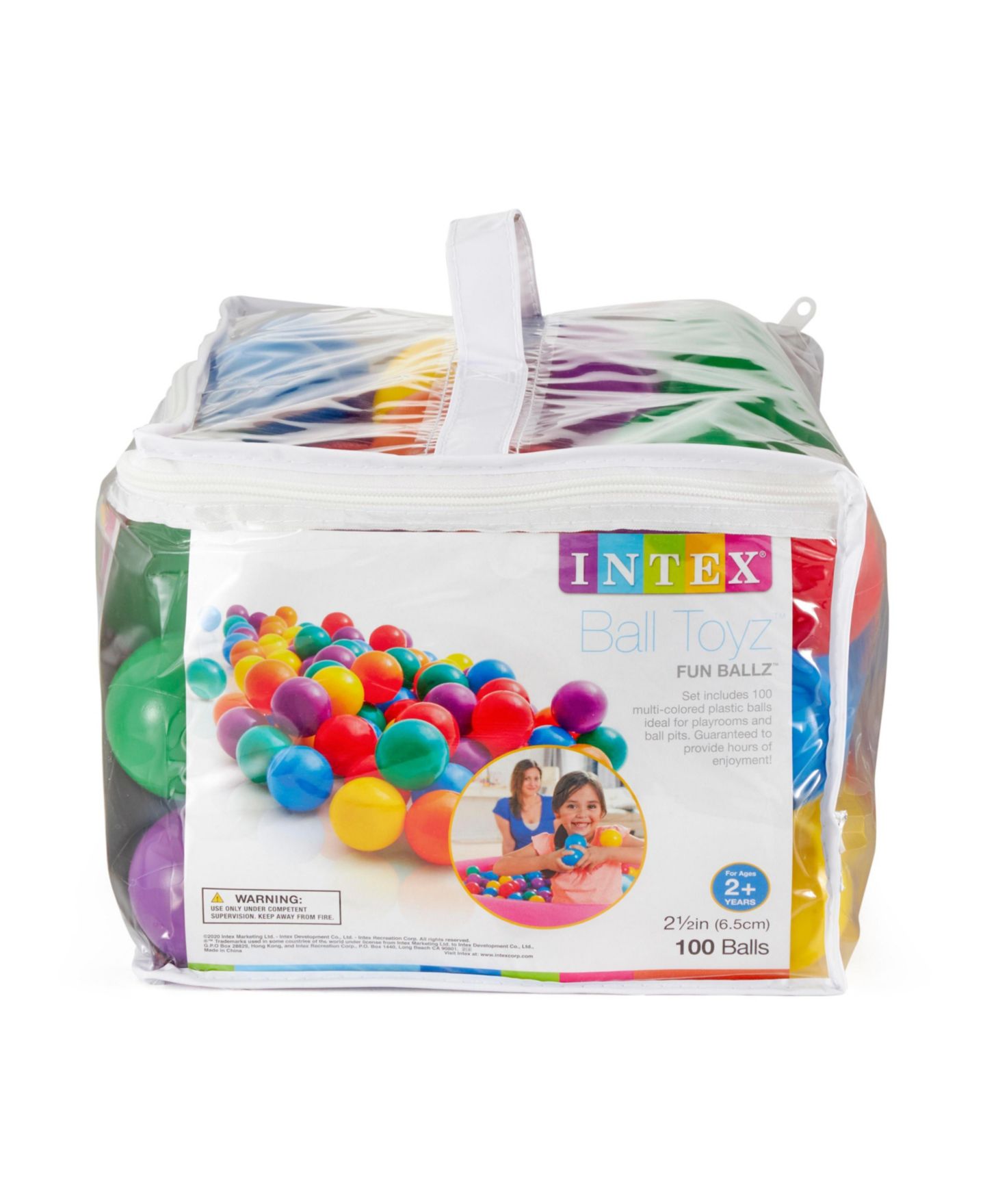 Детские игрушки Intex Fun Ballz 2.5" Multi-Colored Plastic Balls, 100-Pack, Ages 3+ — фото 8