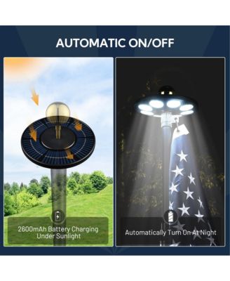 Solar Flag Pole Light 136 LED 2600mAh Bright White 7000K for 15 to 30 Ft Poles