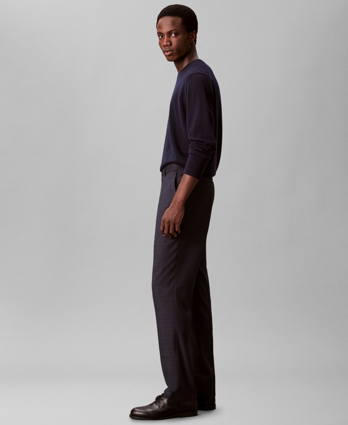 Calvin Klein Men's Viscose Blend Check Slim Trouser In Purple