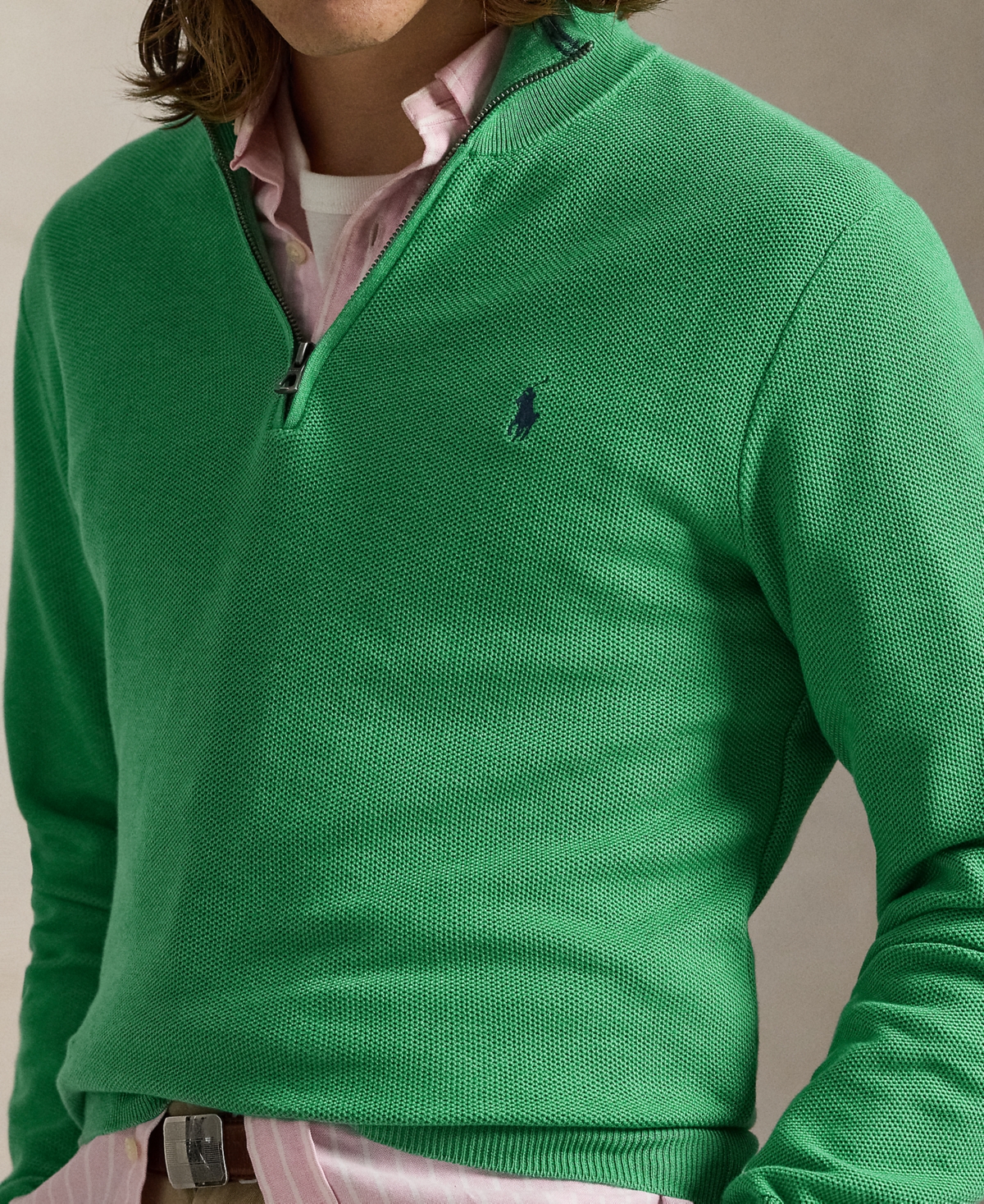 Polo Ralph Lauren Men's Mesh-Knit Cotton Quarter-Zip Sweater