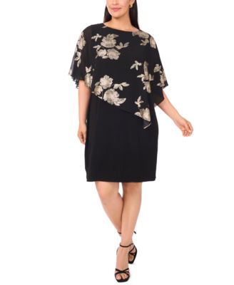 MSK - Plus Size Round Neck Overlay Dress