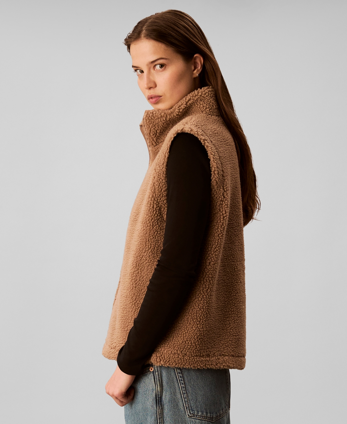 Calvin Klein Jeans Est.1978 Women's Mock Neck Vest In Brown