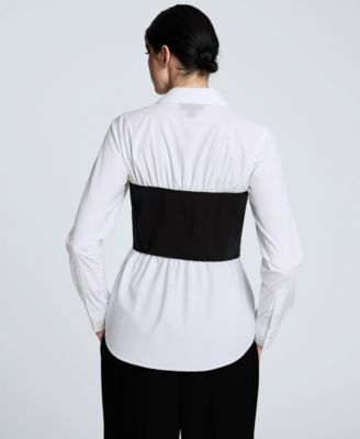 Women's Poplin Bustier-Style Shirt