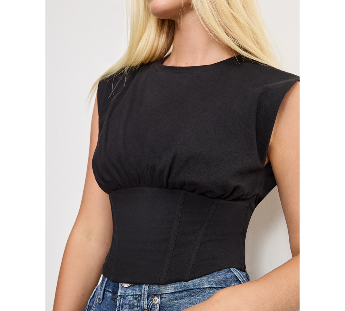 Good American Stretch-cotton Corset Top In Black