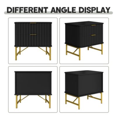 2-Drawer Nightstand with Metal Base