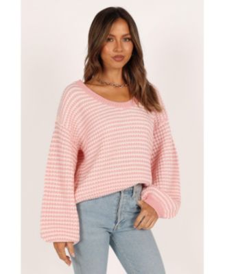 Women's Becca Crewneck Waffle Stitch Stripe Knit Sweater