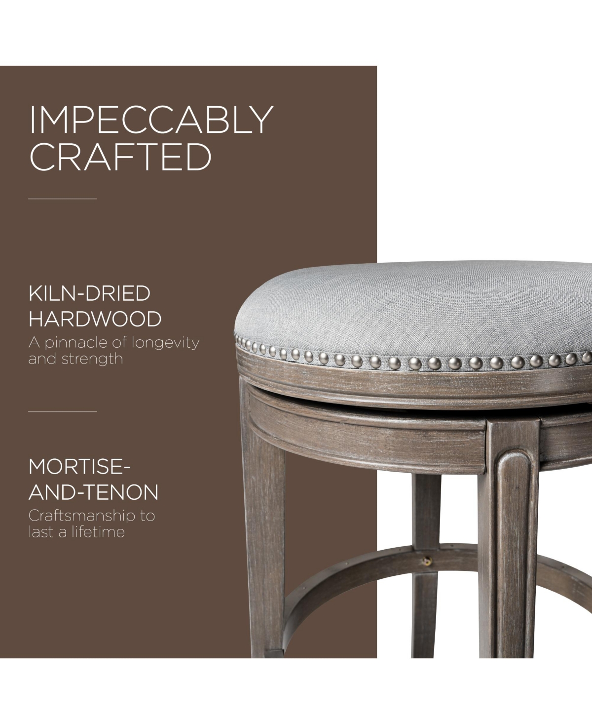 Maven Lane Alexander Backless Counter Stool, Reclaimed Oak w/ Ash Grey, Set of 3