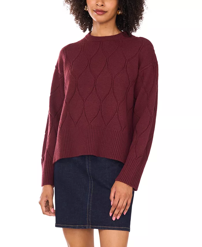 Women's Crewneck Textured Knit Pattern Long-Sleeve Sweater - thumbnail 5