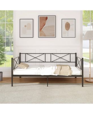 Twin Size Metal Daybed Modern Platform Bed w/ Heavy-duty Metal Slat Support