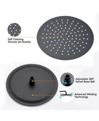 10" Matte Black Roud Rain Shower head and Handheld Shower Head Set