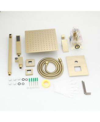 Luxurious Single Handle 2-Spray 10 in. Wall Mount Square Shower Head with Hand Shower Faucet