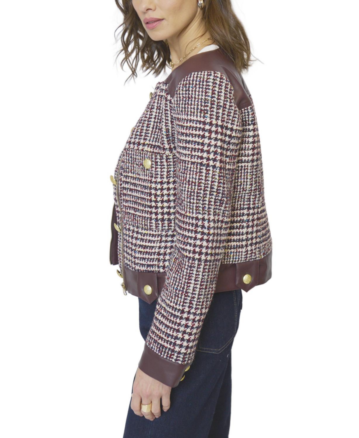Central Park West Women's Billie Houndstooth Combo Jacket