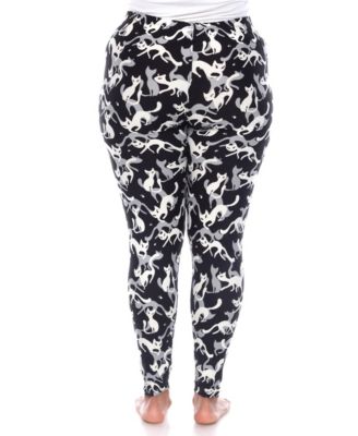 Plus Size Cat Print Legging Pants, 2-Pack