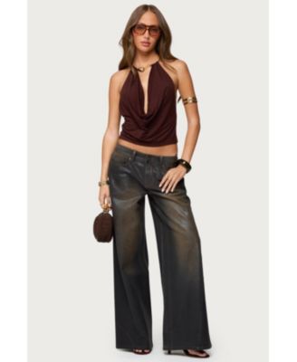 Women's Mileva Cuff Deep Cowl Neck Top