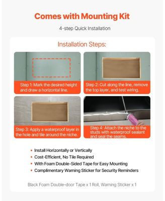 Stainless Steel Shower Niche Recessed Wall Shelf for Bathroom Storage