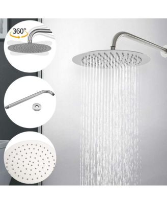 10" Brushed Nickle Roud Rain Shower head and Handheld Shower Head Set, Silver