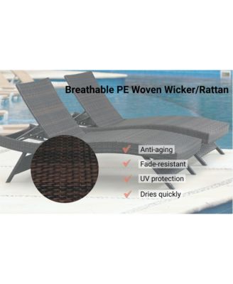 Outdoor Wicker Chaise Lounges (Set of 2), 79 inch, Dark Brown - Chic Crate