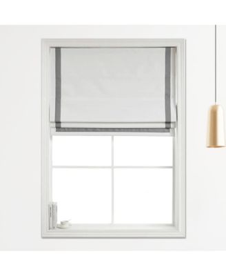 Cordless Pull Down 100% Blackout Roman Shade with Ribbon Border 39"x64"